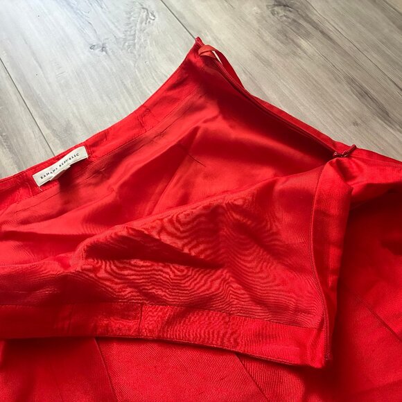 Banana Republic Red Silk Pleated A-Line Skirt - Picture 7 of 8